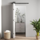 HOMCOM Ușă Glisantă Pliabilă 70x210 cm, Ușă Pliabilă Tip Portofel cu M&acirc;ner și Suprafață Vopsibilă, Alb | Aosom Romania