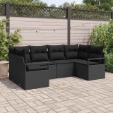 Cumpara ieftin Set de canapele pentru grădină cu pernă 6 pcs Negru
