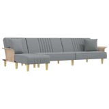 Cumpara ieftin Canapea extensibila in forma de L gri 279x140x70 cm catifea