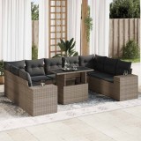 vidaXL Set mobilier de grădină cu perne, 10 piese, gri, poliratan 3326861