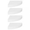 Rafturi coltar de perete, 4 buc., alb, 25 x 25 x 3,8 cm, MDF