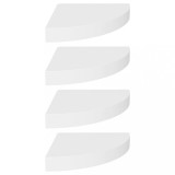 Rafturi colțar de perete, 4 buc., alb, 25 x 25 x 3,8 cm, MDF