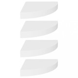 Rafturi coltar de perete, 4 buc., alb, 25 x 25 x 3,8 cm, MDF