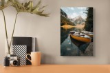 Tablou Canvas Bărci de lemn pe lac montan scenă naturală, 26 x 39 cm, CMCLASS
