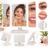 Oglinda machiaj cu LED, pliabila, cu lupa de marire, tip Hollywood, alimentare USB, 21x13,5x31 cm