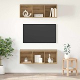Cumpara ieftin Set comoda TV 2 buc. 37 x 37 x 107 cm Stejar Artizanal