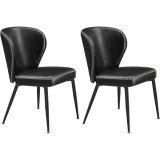 VASAGLE Set 2 scaune living EKHO, tapiterie piele ecologica cu cusaturi, 52x55x79 cm, negru Household NewTrend