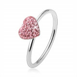 Inel din argint 925 cu inimă din zirconiu roz deschis - Marime inel: 48