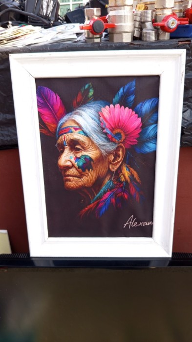 Tablou Canvas cu ramă de lemn &ndash; Artă tribală vibrantă