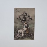 Carte Postala tematica pascala Paste Fericit!, colorizata, circulata cu timbru 1910 Braila / Romania