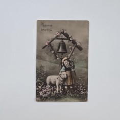 Carte Postala tematica pascala Paste Fericit!, colorizata, circulata cu timbru 1910 Braila / Romania