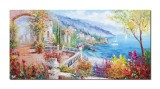 Cumpara ieftin Tablou living, dormitor, impasto peisaj mediteranean pictat manual, Colt de rai, 120x60cm ulei pe panza, Valentin Pop