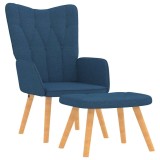 Cumpara ieftin Scaun de relaxare cu taburet, albastru, textil
