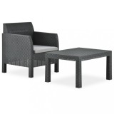 Set mobilier de grădină cu perne, 2 piese, antracit, PP ratan