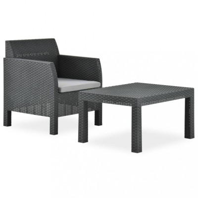 Gossi set mobilier de gradina cu perne, 2 piese, antracit, pp ratan foto