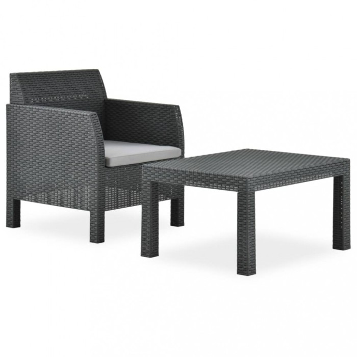 Gossi set mobilier de gradina cu perne, 2 piese, antracit, pp ratan