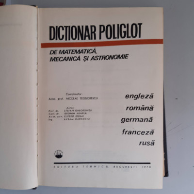 Dicționar poliglot de matematică, mecanică și astronomie foto