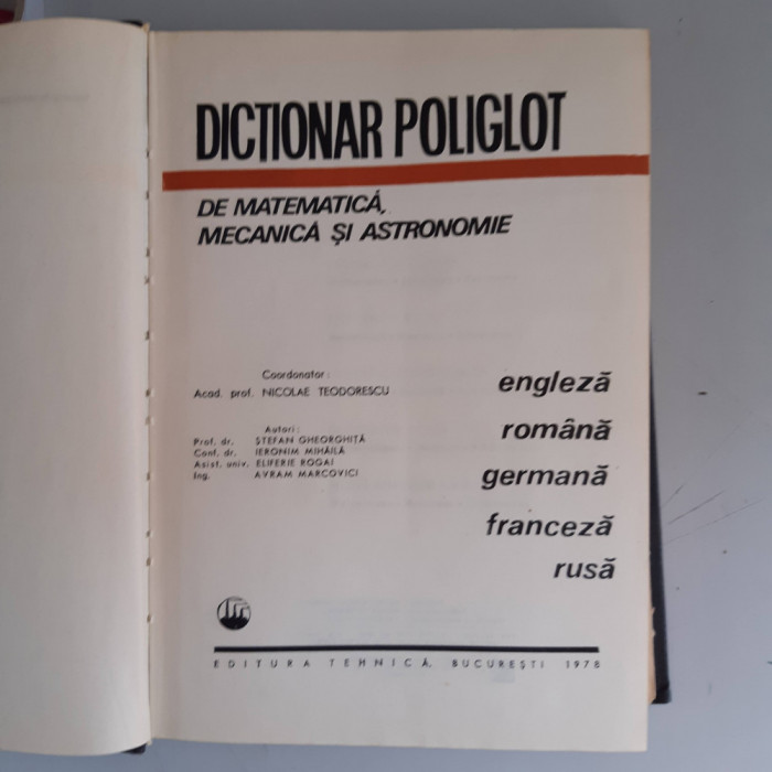 Dicționar poliglot de matematică, mecanică și astronomie
