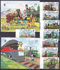 Antigua si Barbuda 1989 Disney locomotive MI 1283-1290 + 2 bl. 167,168 MNH foto