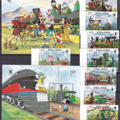 Antigua si Barbuda 1989 Disney locomotive MI 1283-1290 + 2 bl. 167,168 MNH