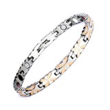 Bratara magnetica din otel inoxidabil, silver-gold, model SY397J