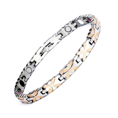 Bratara magnetica din otel inoxidabil, silver-gold, model SY397J foto