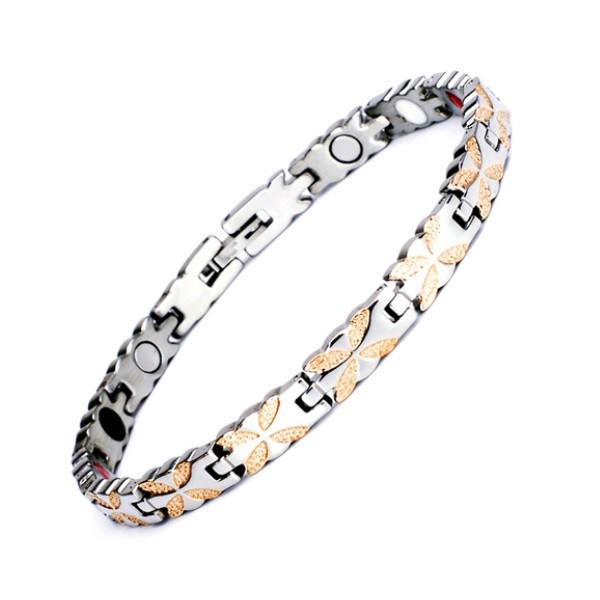 Bratara magnetica din otel inoxidabil, silver-gold, model SY397J