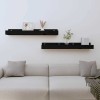 VidaXL Rafturi de perete, 2 buc., negru, 80x12x9 cm, lemn masiv de pin