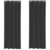 Cumpara ieftin Perdele Voile cu Oeli 2 buc Negru 140x260 cm
