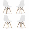 Set 4 Scaune Acerenza, Stil Scandinav cu Picioare din Lemn de Fag, Cadru Metalic, Sezut PP, Maxim 120 Kg, 46 x 54 x 82 cm, Alb