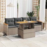 Gossi set canapea de gradina cu perne, 5 piese, poliratan/lemn acacia
