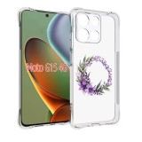 Husa antisoc pentru motorola moto g15, airbag, pink wreath 10, clear