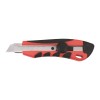Cutter profesional plastic cauciucat cu surub, maner ergonomic, lama otel, rosu negru