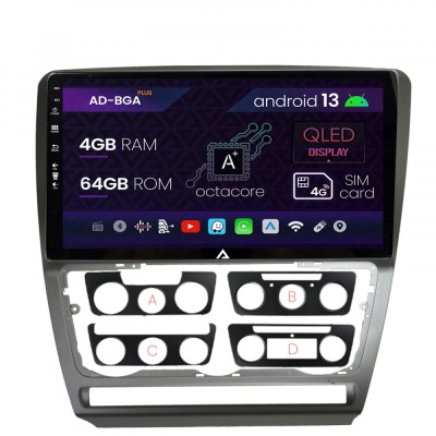 Navigatie Skoda Octavia 2, Android 13, A-Octacore 4GB RAM + 64GB ROM, 10.1 Inch - AD-BGA10004+AD-BGRKIT048 foto