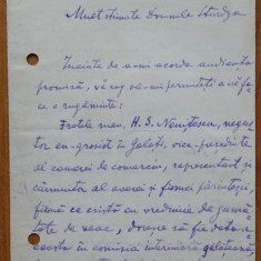 Scrisoare a scriitorului Ion Nenitescu din Galati catre Dimitrie Sturdza , 1895