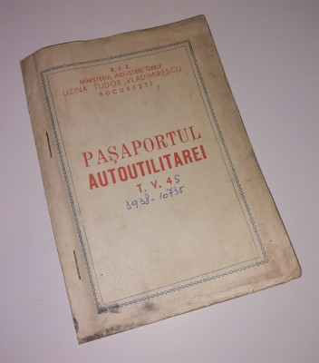 PASAPORTUL AUTOUTILITAREI ROCAR &amp;quot;T.V. 4&amp;quot; - CERTIFICAT TEHNIC - BROSURA AUTO foto