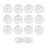 Cumpara ieftin Set 12 Protectii pentru Prize cu Cheie de Deblocare, Sistem de Siguranta pentru Copii, Capace Protectie din ABS, Alb, 3.7 x 2.3 cm