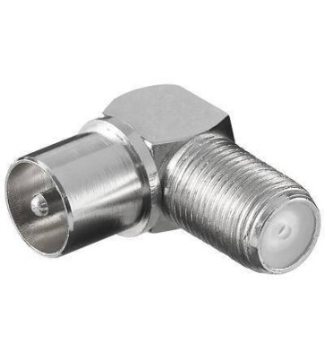 Adaptor coaxial 90 grade tata la F mama metal Goobay foto