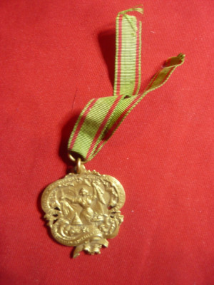 Medalie -bronz aurit 1900 stil Art Nouveau -Expozitia de Arta Culinara Bruxelles foto
