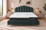 Pat Cloud 180x200 cm Tapitat Catifea Verde Inchis cu Somiera Inclusa