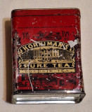 Horniman&#039;s Pure Tea cutie veche din tabla litografiata anii 1930