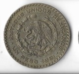 Moneda 1 peso 1961 - Mexic, 16 g argint 0,100