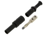 Conector banană 4mm 36A 1kVAC negru cu izolație 63mm ELECTRO-PJP