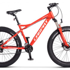 Bicicleta MTB-Fat Bike CARPAT Haercules C26278H, 16 Viteze, Roti 26inch, Frane Hidraulice Disc (Rosu/Alb)