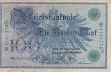 Bancnota Germania 100 Marci 1908, Serie Verde, VF. Numismatica