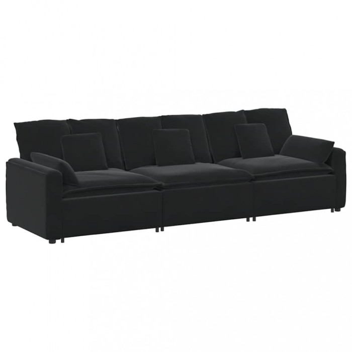 Canapea modulara cu perne, negru