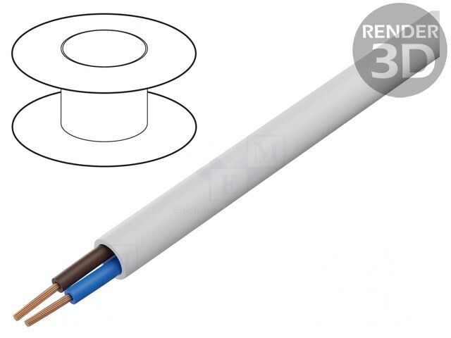 Cablu Electric Rotund 2x1.5mm PVC Alb 100m