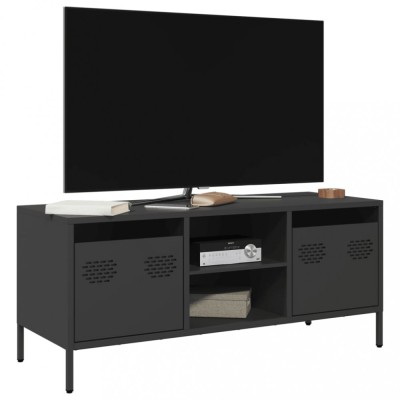 Gossi dulap tv, negru, 101,5x39x43,5 cm, otel laminat la rece foto