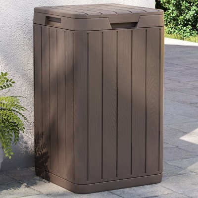 vidaXL Coș de gunoi pentru exterior, maro, 38x38x65 cm, PP foto