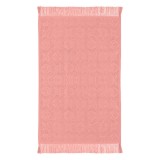 Prosop de bucatarie din bumbac, 60x40cm, corai, cu romburi si flori reliefate, franjuri, CMCLASS